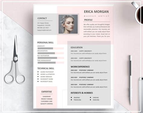 Pink Resume Template For Word Pages Creative Cv Template Etsy Canada