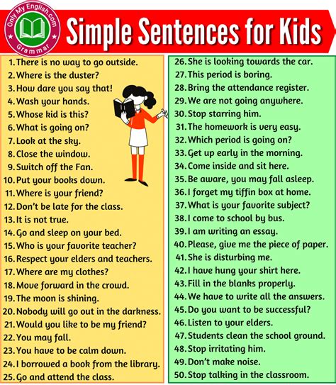 100 Simple English Sentences For Kids