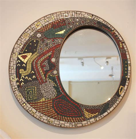 Select the mirror you want to work on, in any shape and size, with or without a frame. German Mosaic Mirror For Sale at 1stdibs