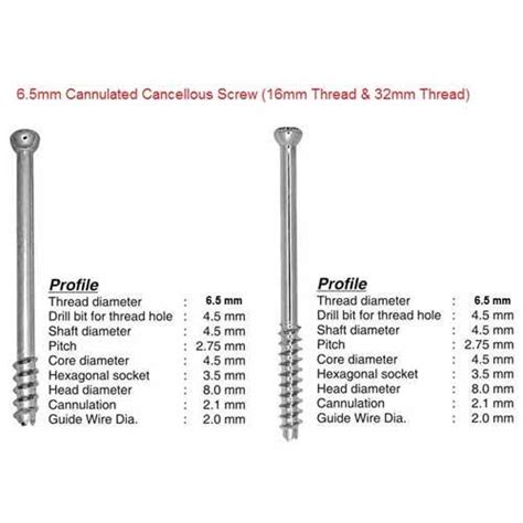 Bone Screws Cannulated Cancellous Screws Manufacturer From Ahmedabad