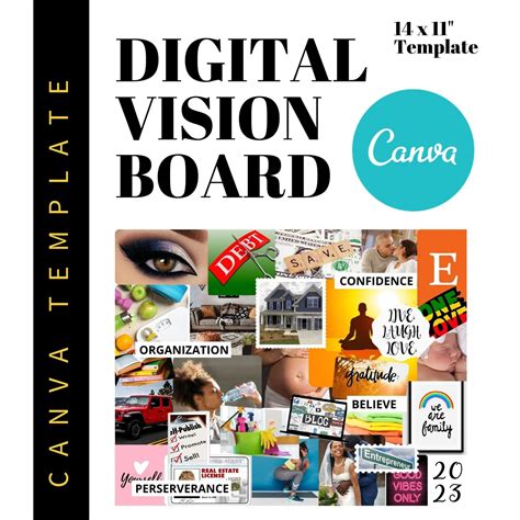 2023 Digital Vision Board Template Canva Kit Goal Setting Etsy Ireland