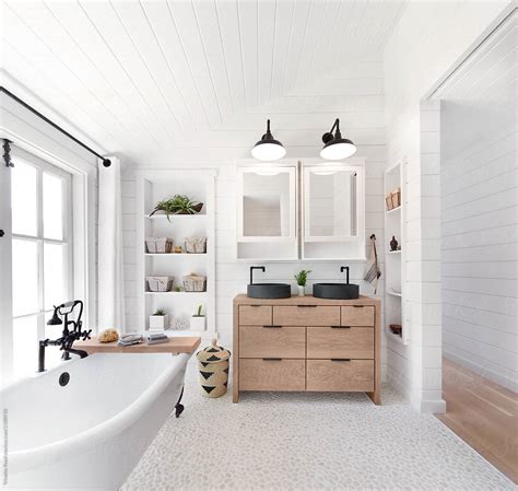 Modern Design Farmhouse Style Bathroom In Cottage By Stocksy