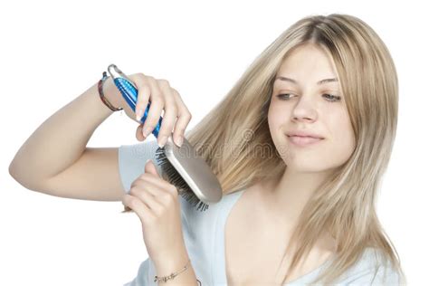 Woman Combing Her Hair Stock Photo Image Of Fashion Attractive