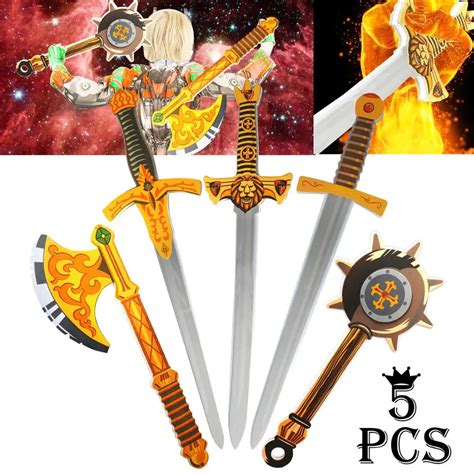 5pcs 26 Assorted Eva Foam Toy Swords Set Warrior Weapons Mode Toy