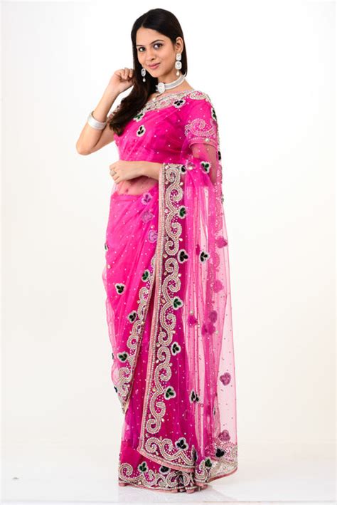 superhot pink net ready made sari saris and things