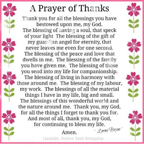A Prayer Of Thanks Thank You For All The Blessings You