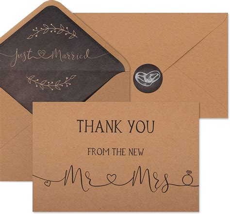 Vns Creations Pack Wedding Thank You Cards With Envelopes Bulk