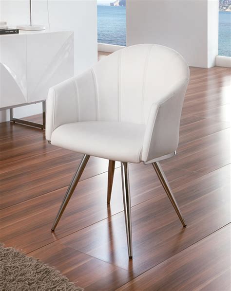 Dupen Swivel Chair Upholstered In White Ecoleather With Chrome Legs
