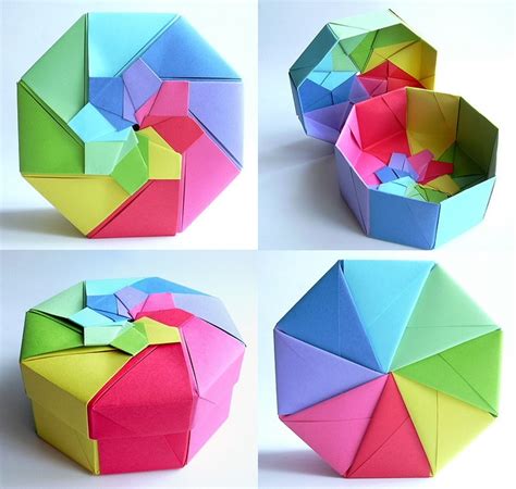 Rainbow Octagonal Flower Top Box Tomoko Fuse Origami Origami