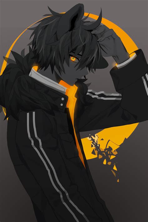 Black Jaguar By D Io Anime Demon Boy Wolf Boy Anime Anime Neko