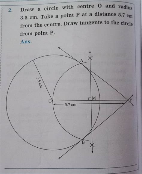 2 Draw A Circle With Centre O And Radius 35 Cm Take A Point P At A Dis