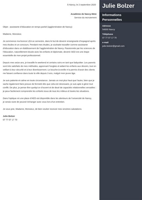 Lettre Type Nomination Enseignement