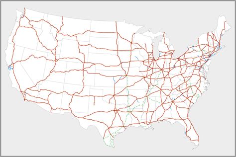 24x36 Gallery Poster Map Of Us Interstate Highway System In The