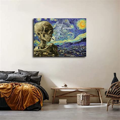 Buy Funny Bathroom Wall Art Vinvincent Van Gogh Starry Night Skull With Combine Wall Art