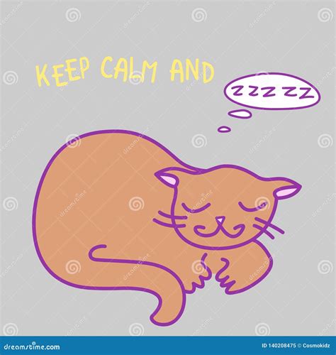 Cartoon Cat Sleeps Sketchy Doodle Sleeping Cat Stock Illustration