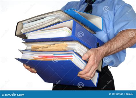 Businessman Is Carrying Many File Folders Stock Image Image Of