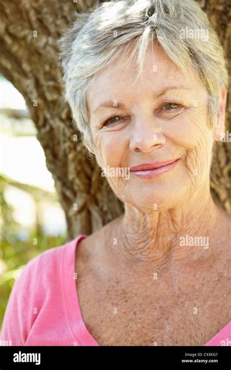Senior Woman Outdoors Stock Photo Alamy