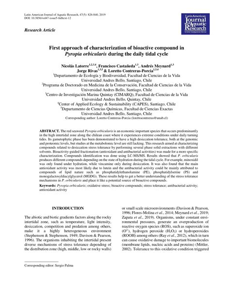 Pdf First Approach Of Characterization Of Bioactive Compound In