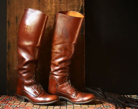 Vintage Brown Leather Riding Boots Equestrian By Cristinasroom Brown