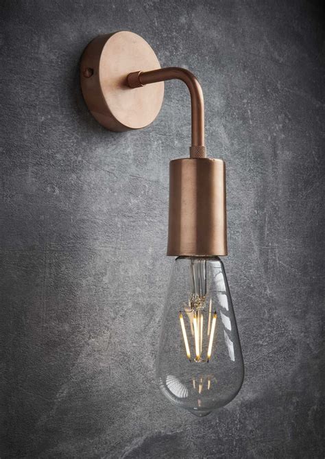 A Simple And Sleek Pure Brushed Copper Vintage Edison Wall Light By