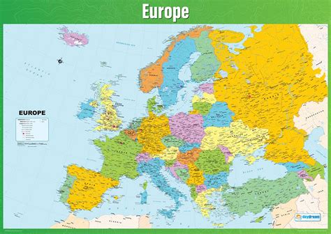 Kunstplakate Huge Laminated Political Map Of Europe European Poster