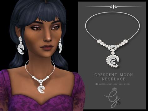 Crescent Moon Necklace Glitterberry Sims On Patreon Crescent Moon