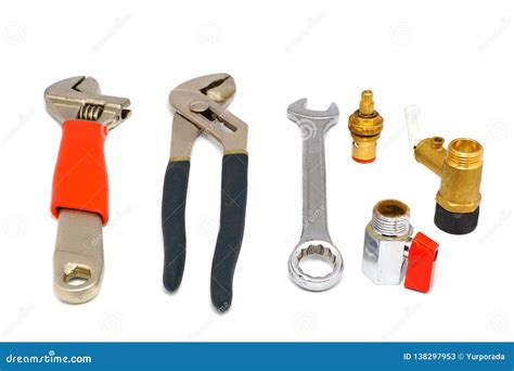 Type Of Plumbing Tools Against White Background Stock Image Image Of