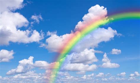 Blue Sky And Clouds With Rainbow Nature For Background Stock Photo