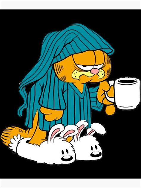 Garfield Drinking Coffee Poster For Sale By Bairhillegass Redbubble