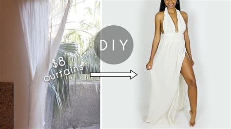 How To Make A Plunging Maxi Dress Out Of Curtains Easy Sewing Youtube
