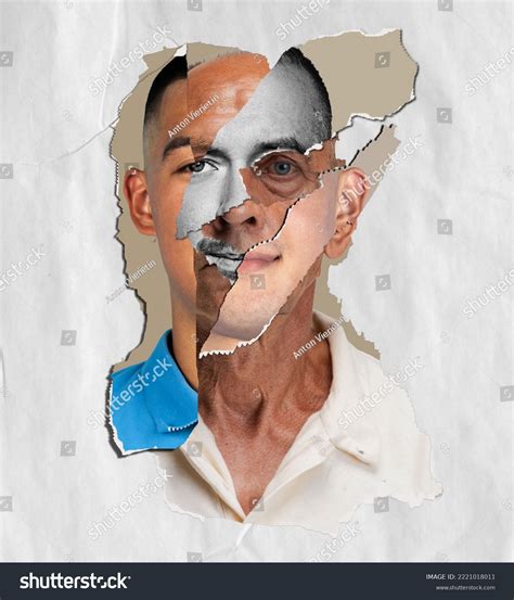 3 Contemporary Art Collage Modern Design Male Face Made Different Face