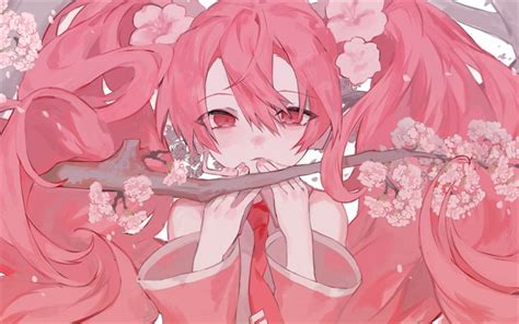 Download Wallpapers Sakura Miku 4k Pink Hair Artwork