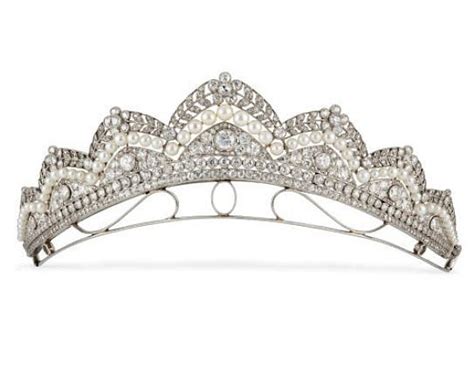 1905 Diamond And Button Pearl Belle Epoque Tiara This Piece Is