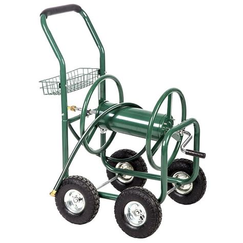 Heavy Duty Garden Hose Reel Cart W Basket