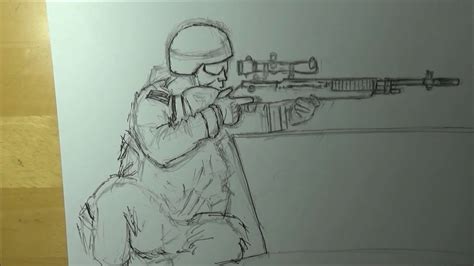 How To Draw A Soldier Us Sniper Youtube