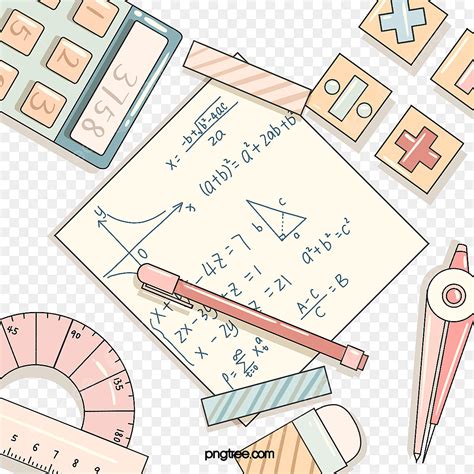 Elementos De Papelería Matemática De Estilo De Dibujos Animados Png