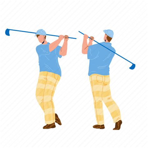 Playing Golf Man Hitting Ball Club Golfer Illustration Download