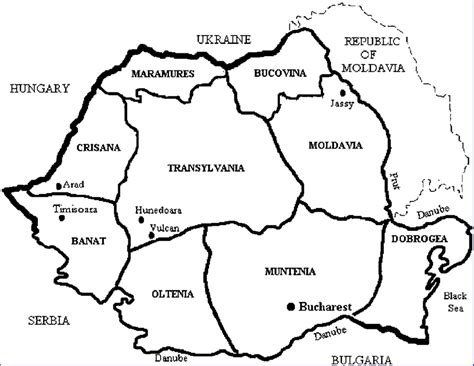 A Map Of Romania Depicting The Main Regions Of The Country Banat