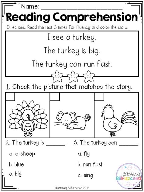 Printable Kindergarten Reading Printable Template