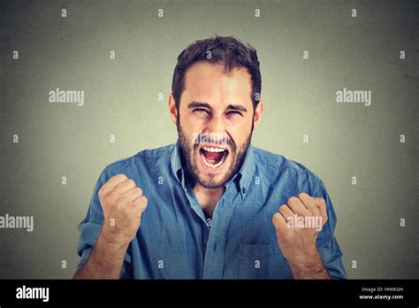 Portrait Of Young Angry Man Screaming Stock Photo Alamy