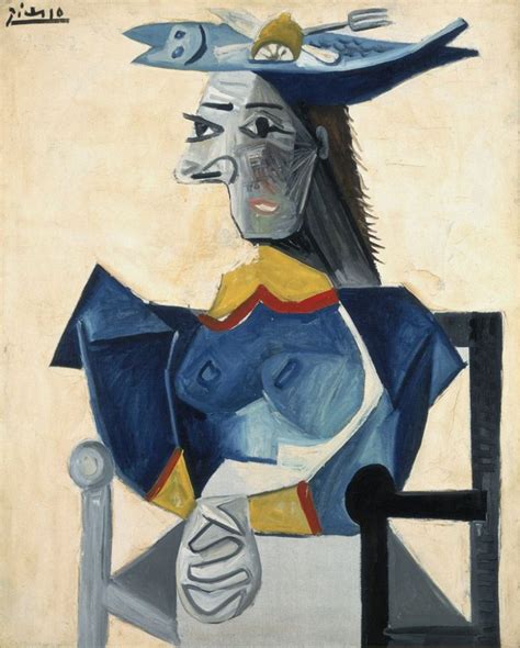 Pablo Picasso Zittende Vrouw Met Vishoed 1942 Collectie Stedelijk