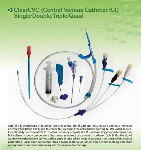 Medical Grade Curved Central Venous Catheter Kit Double Lumen Number