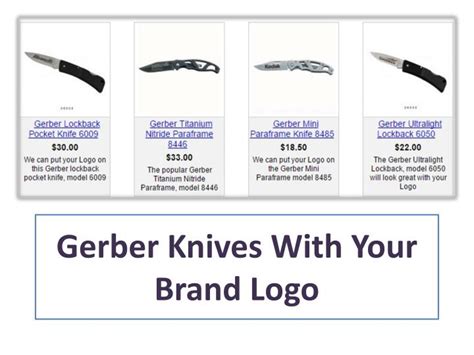 Ppt Gerber Knives With Your Brand Logo Powerpoint Presentation Free