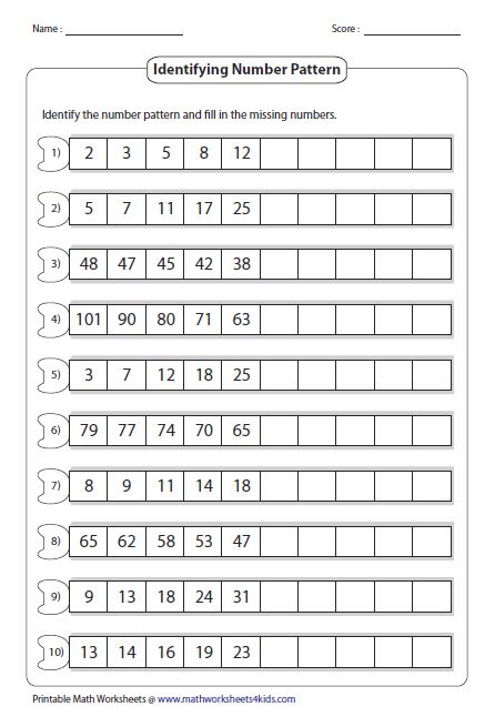 Numerical Patterns Worksheets 4th Grade Brent Acostas Math Worksheets