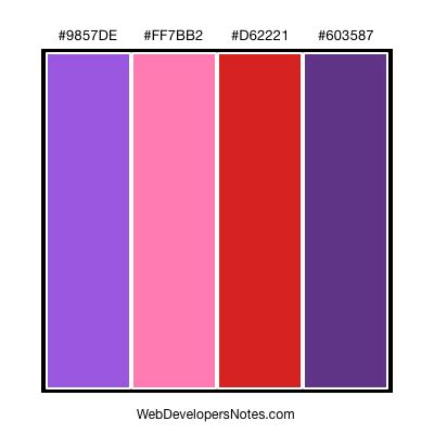 A dark pink and a dark desaturated violet are combined here with a soft red and a soft orange to create a vibrant and 48 purple garlic. Set of 16 four-color combinations