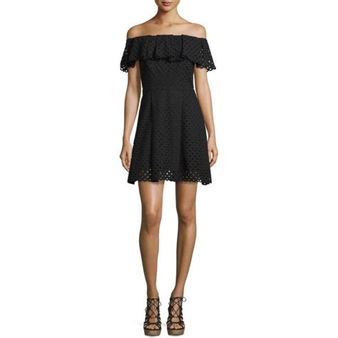 cynthia rowley off the shoulder eyelet mini dress mini dress fit and flare dress mini black