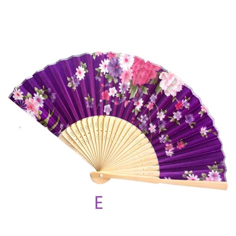 Wofedyo Vintage Bamboo Folding Hand Held Flower Fan Chinese Dance Party