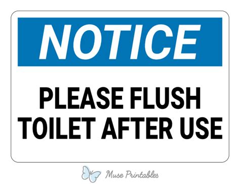 Printable Please Flush Toilet After Use Notice Sign