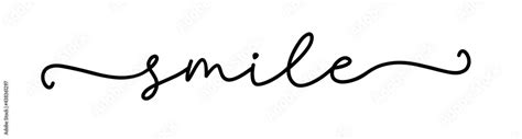 SMILE Continuous Line Typography Text Hand Drawn Lettering Cursive Script Word Smile Vector