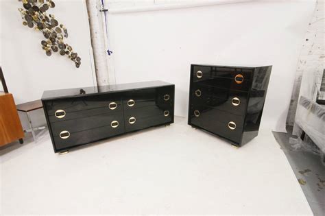 The most common lacquer bedroom set material is wood. Stunning Mid-Century Modern Black Lacquer and Brass ...